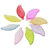 Acrylic Pendant, Leaf, DIY & transparent, mixed colors Approx 2.5mm, Approx 