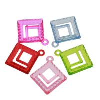 Acrylic Pendant, Rhombus, DIY & transparent, mixed colors Approx 2mm, Approx 