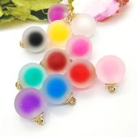 Resin Zinc Alloy Pendants, with zinc alloy bail, Round, gold color plated, DIY & frosted 16mm 