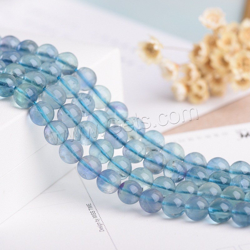Perles de fluorite, Bleu-Fluorite, Rond, poli, DIY & normes différentes pour le choix, bleu, Longueur:Environ 15 pouce, Vendu par brin