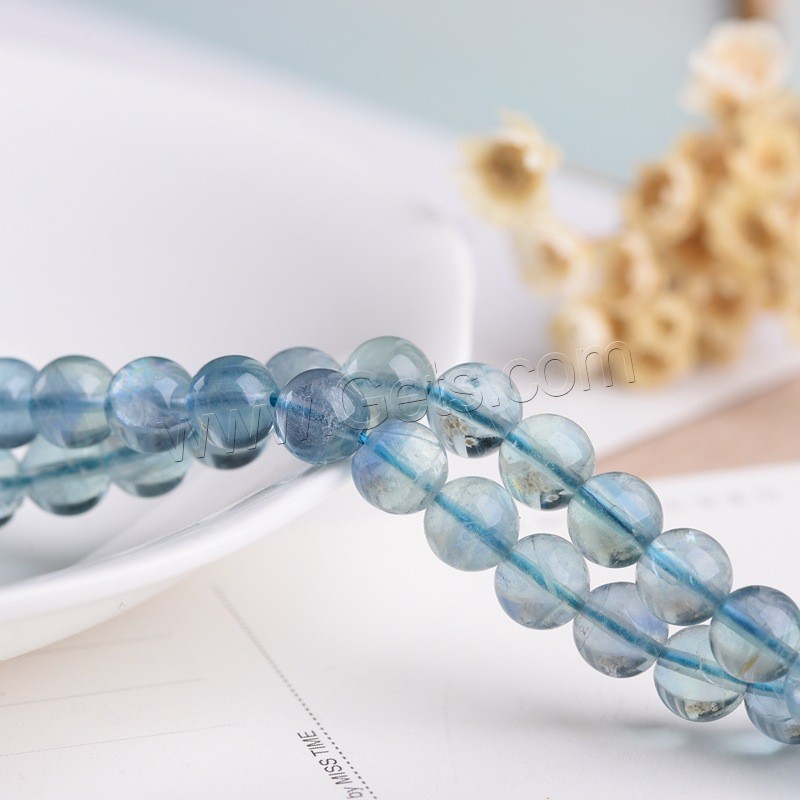 Fluorit Perlen, Blau+Fluorit, rund, poliert, DIY & verschiedene Größen vorhanden, blau, Länge:ca. 15 ZollInch, verkauft von Strang