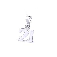 Zircon Micro Pave pendentif en argent sterling, Argent sterling 925, numéro, Plaqué de platine, pavé de micro zircon, couleur métallique plaquée Vendu par PC