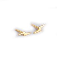 Sterling Silver Stud Earring, 925 Sterling Silver, Lightning Symbol, plated, for woman 4mm 