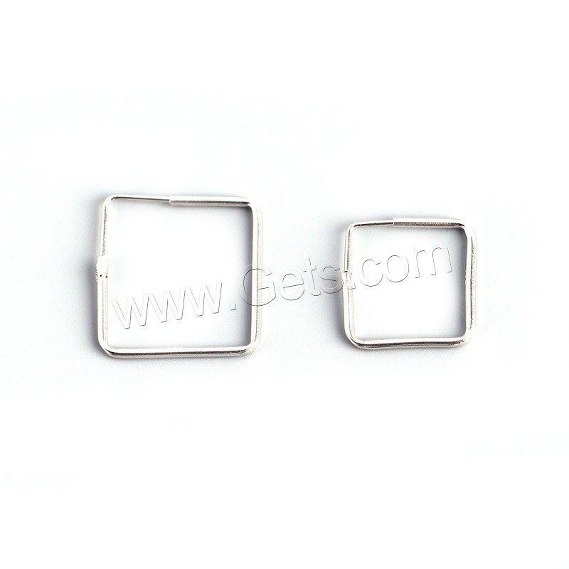 Sterling Silver Stud Earring, 925 Sterling Silver,  Square, platinum plated, different size for choice & for woman & hollow, metallic color plated, Sold By Pair