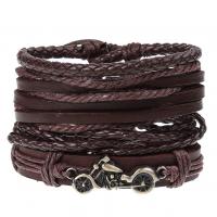 Leather Bracelet Set, with Linen & Zinc Alloy, 4 pieces & fashion jewelry & Unisex, 60mm 