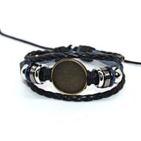 Faux Leather Bracelet, with Wax Cord & Zinc Alloy, fashion jewelry & Unisex 20mm 