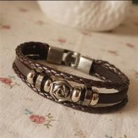 Cowhide Bracelets, Faux Leather, with Zinc Alloy, plated, fashion jewelry & Unisex .4 Inch 