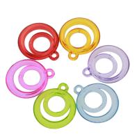 Acryl Anhänger, Kreisring, DIY & transparent, gemischte Farben, 32x27x6mm, Bohrung:ca. 2mm, ca. 490PCs/Tasche, verkauft von Tasche