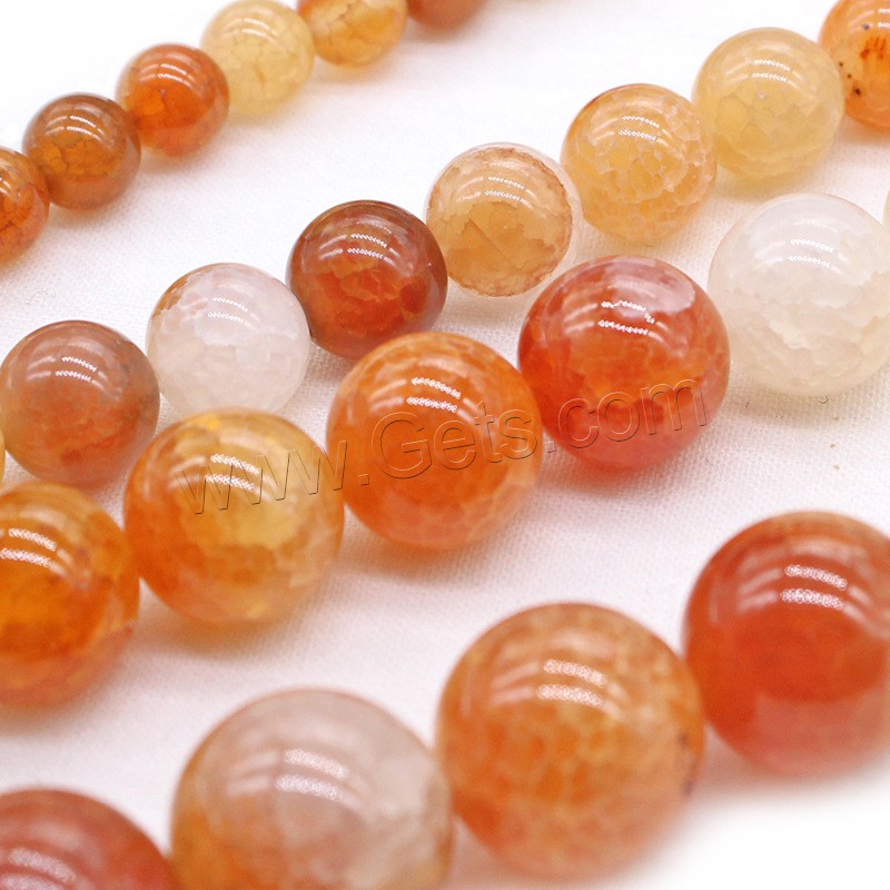Natürliche Crackle Achat Perlen, Geknister Achat, rund, verschiedene Größen vorhanden, rot, Bohrung:ca. 1mm, Länge:ca. 14.9 ZollInch, verkauft von Strang