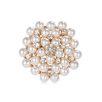 Zinc Alloy Jewelry Brooch, with Plastic Pearl, Flower, plated, for woman & with rhinestone 
