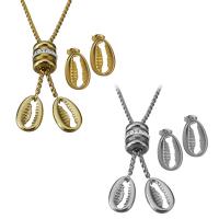 Rhinestone stainless steel Jewelry Set, Stud Earring & necklace, with Rhinestone Clay Pave, plated, box chain & for woman 2.5mm Approx 28 Inch 