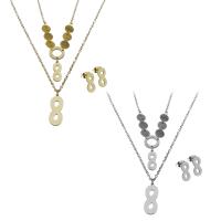Fashion Stainless Steel Jewelry Sets, Stud Earring & necklace, with 2Inch extender chain, Infinity, plated, oval chain & for woman 1.5mm Approx 16 Inch 