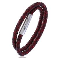 PU Leather Cord Bracelets, with 316 Stainless Steel, fashion jewelry & for man 6mm 