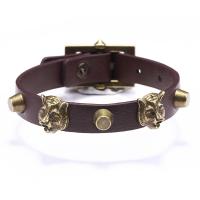 Cowhide Bracelets, PU Leather, with Bronze, fashion jewelry & for man 10mm .1 Inch 