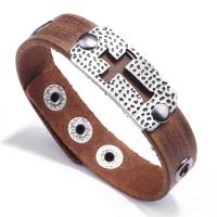 Cowhide Bracelets, Faux Leather, with Zinc Alloy, fashion jewelry & for man 16mm .45 Inch 