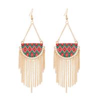 Fashion Fringe Earrings, Zinc Alloy, with Seedbead, Dome, gold color plated, folk style & for woman 