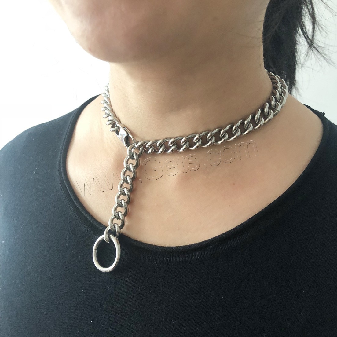 Collar de cadena de acero inoxidable, unisexo & diverso tamaño para la opción, color original, Vendido por Sarta