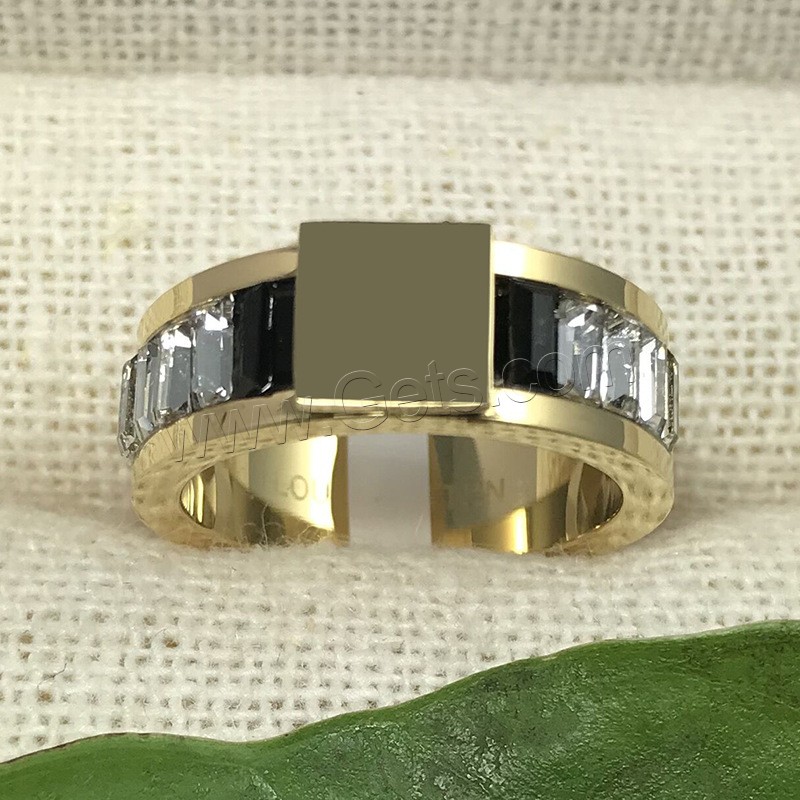 Anillo de dedo de acero Titanium de, Partículas de acero, chapado, diverso tamaño para la opción & para mujer & con diamantes de imitación, más colores para la opción, Vendido por UD