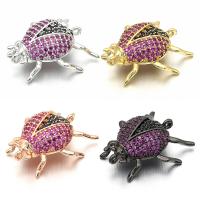 Cubic Zirconia Micro Pave Brass Connector, Ladybug, plated, DIY & micro pave cubic zirconia 