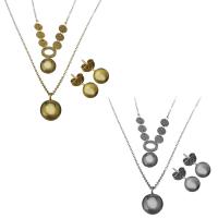 Fashion Stainless Steel Jewelry Sets, Stud Earring & necklace, with 2Inch extender chain, plated, oval chain & for woman 1.5mm Approx 16 Inch 
