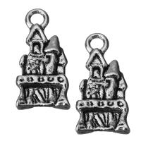 Zinc Alloy Jewelry Pendants, Castle, fashion jewelry & blacken, silver color Approx 2.5mm 