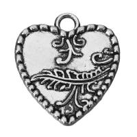 Zinc Alloy Heart Pendants, fashion jewelry & blacken, silver color Approx 2.5mm 