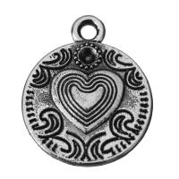 Zinc Alloy Heart Pendants, Flat Round, fashion jewelry & blacken, silver color Approx 2mm 