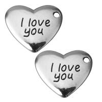 Zinc Alloy Heart Pendants, fashion jewelry & blacken, silver color Approx 2mm 