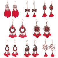 Fashion Tassel Earring, Zinc Alloy, with Feather, plated, fashion jewelry & for woman 
