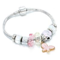 Zinc Alloy European Bracelets, with Glass Beads, plated, fashion jewelry & for woman, nickel, lead & cadmium free 