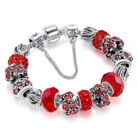 Zinc Alloy European Bracelet, with Glass Beads, plated, fashion jewelry & for woman nickel, lead & cadmium free 