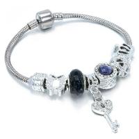 Zinc Alloy European Bracelet, with Glass Beads, plated, fashion jewelry & for woman, nickel, lead & cadmium free 