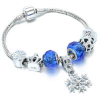 Zinc Alloy European Bracelet, with Glass Beads, plated, fashion jewelry & for woman nickel, lead & cadmium free 