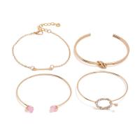 Fashion Zinc Alloy Bracelets, bangle & bracelet, plated, 4 pieces & fashion jewelry & for woman & with rhinestone nickel, lead & cadmium free, 2.5cm,1cm,2.6cm 