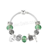 Zinc Alloy European Bracelets, with Crystal, plated & for woman & with rhinestone, green 