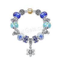 Zinc Alloy European Bracelets, plated, Christmas Design & for woman & with rhinestone, blue 
