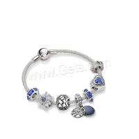 Zinc Alloy European Bracelets, plated & for woman & with rhinestone, blue 