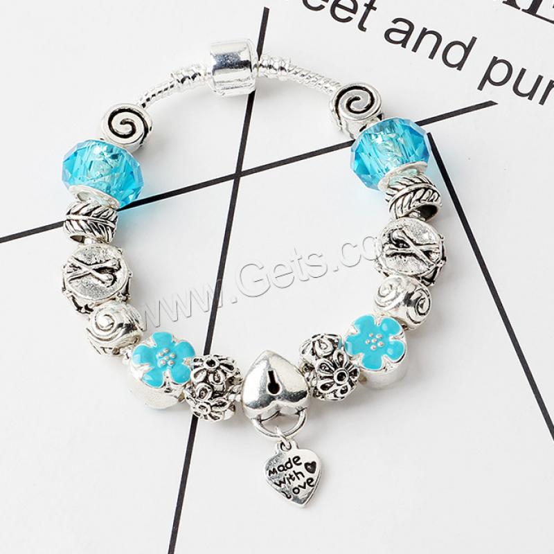 Zinc Alloy European Bracelets, with Lampwork, plated, different size for choice & different styles for choice & micro pave cubic zirconia & for woman & enamel, more colors for choice, Sold By Strand