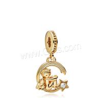 Zinc Alloy European Pendant, Angel, gold color plated, DIY & with rhinestone, metallic color plated 