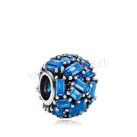 Strass Zink Legierung Europa Perlen, Zinklegierung, plattiert, DIY & mit Strass, blau, 10x13mm, verkauft von PC