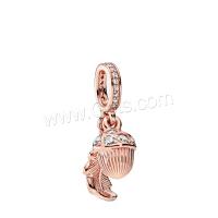 Zinc Alloy European Pendant, rose gold color plated, DIY & with rhinestone, metallic color plated 