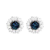 Cubic Zircon Brass Earring, plated, fashion jewelry & for woman & with cubic zirconia, blue 