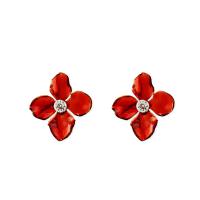 Enamel Zinc Alloy Stud Earring, with enamel, plated, fashion jewelry & for woman, red 