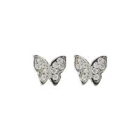 Rhinestone Brass Stud Earring, plated, fashion jewelry & for woman & with rhinestone, silver color, 6mm 