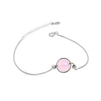 Brass Bracelets, with Rose Quartz, plated, fashion jewelry & for woman, pink, 15.5+3cm 