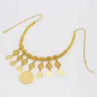 Vintage Coin Statement Necklace, Zinc Alloy, with Brass, fashion jewelry & for woman, yellow 