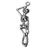 Zinc Alloy Skull Pendants, Skeleton, fashion jewelry & blacken, silver color Approx 2mm 