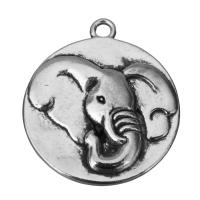 Zinc Alloy Animal Pendants, Flat Round, fashion jewelry, silver color Approx 3.5mm 