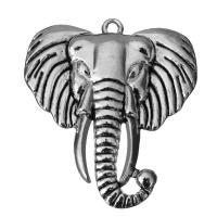 Zinklegierung Tier Anhänger, Elephant, Modeschmuck & Schwärzen, Silberfarbe, 48x55x7mm, Bohrung:ca. 3mm, verkauft von PC