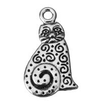 Zinc Alloy Animal Pendants, Cat, fashion jewelry & blacken, silver color Approx 2mm 